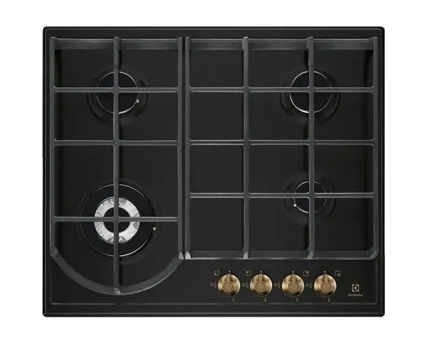 Plita incorpolabila pe gaz Electrolux EGH6343ROR, 4 arzatoare, gratare de fonta, rustic negru