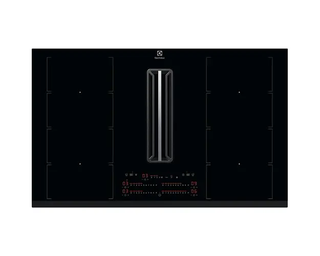 Plita incorporabila Electrolux KCC85450, Inductie, 4 zone de gatit, Hota integrata, Putere absorbrie 630 mc/h, FlexiBridge, Booster, Timer, Negru