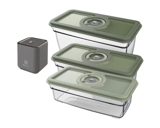 Set vidare EVFK1+ Electrolux Fresh Kit+, 3 recipiente etanse, Pompa vidare cu acumulator Li-Ion