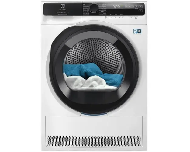 Uscator de rufe Electrolux Ecoline EW8D595MCE, Pompa de caldura, 9 kg, 18 programe, Clasa A+++, WiFi, Motor Inverter, Display, Usa reversibila, Iluminare interioara, Alb