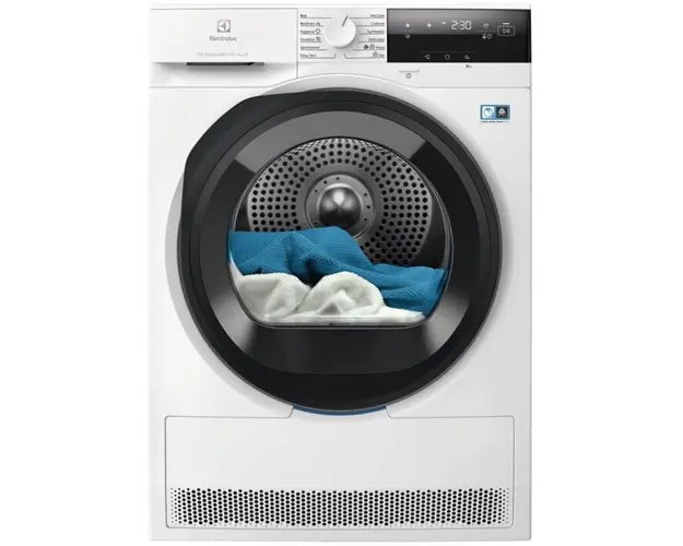 Uscator de rufe Electrolux EW7D395UCE, Pompa de cladura, 9 kg, Clasa A+++, Motor Inverter, Wi-Fi, Display LED, DelicateCare, SensiCare, Iluminare interioara, Alb