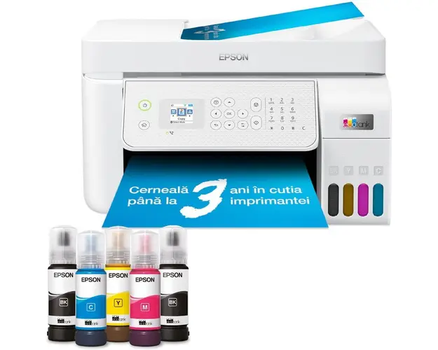 Multifunctional Inkjet Epson EcoTank L5316, A4, Color, 10 ppm, USB, Retea, Wireless Alb