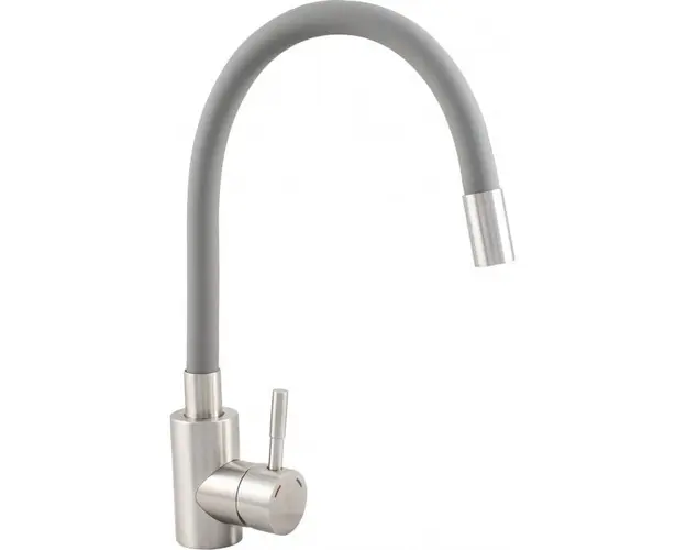 Baterie bucatarie Ermetiq ER-YX208G, pipa flexibila, cartus ceramic, Inox Gri