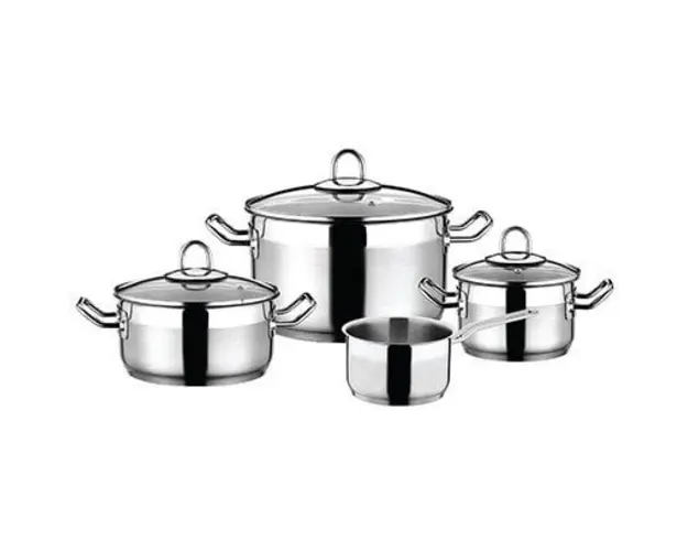 Set oale din inox 7 piese Belissima, capac din sticla