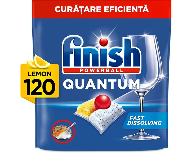 Detergent capsule pentru masina de spalat vase Finish Quantum Lemon, 120 spalari