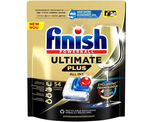 Detergent capsule pentru masina de spalat vase Finish Ultimate Plus, 54 spalari