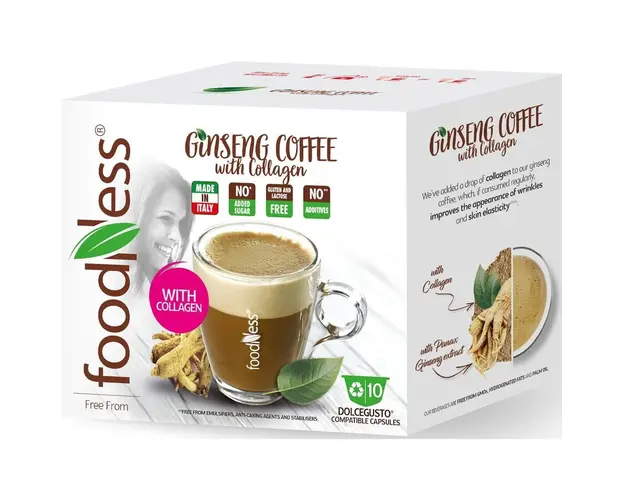 Capsule Foodness mix cu aroma de cafea si ginseng, compatibile Dolce Gusto, 10 capsule, 160g