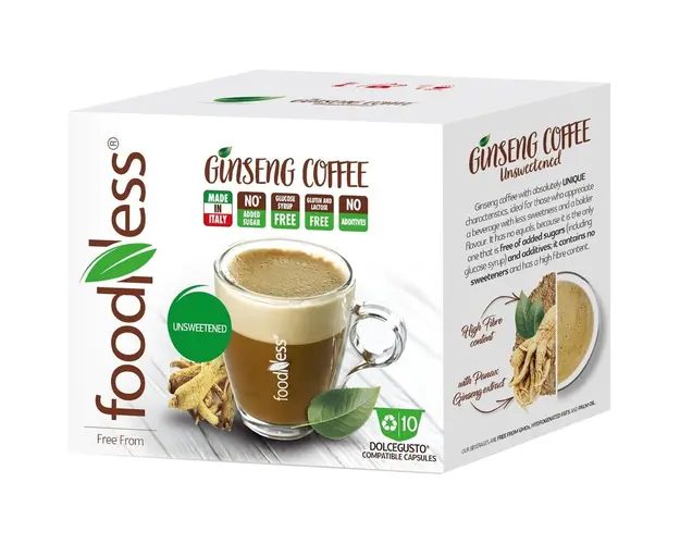 Capsule Foodness mix cu aroma de cafea si ginseng, neindulcit, compatibile Dolce Gusto, 10 capsule, 60g