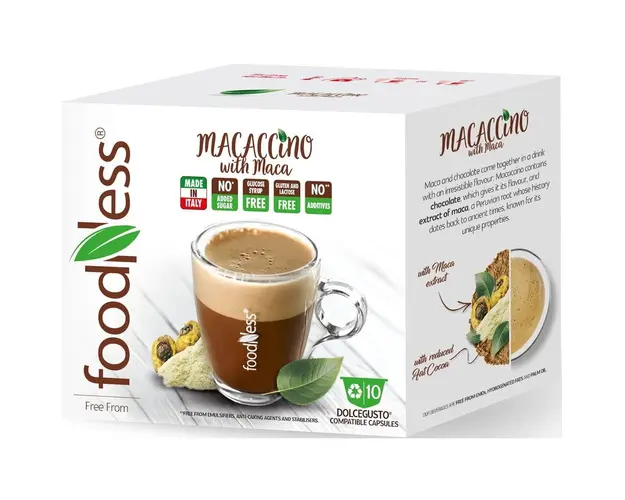 Capsule Foodness mix cu aroma de cafea si maca, compatibile Dolce Gusto, 10 capsule, 120g