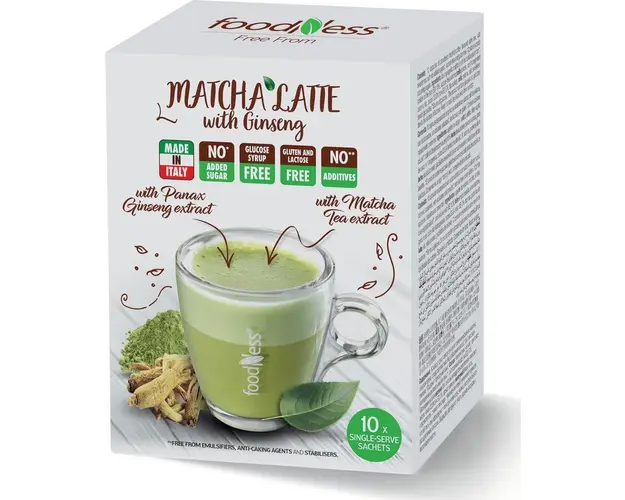 Mix solubil Foodness cu aroma de cafea, ginseng si matcha, 10 plicuri x 20g, 200g