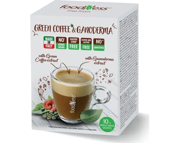 Mix solubil Foodness cu aroma de cafea verde si Ganoderma, 10 plicuri x 20g, 200g