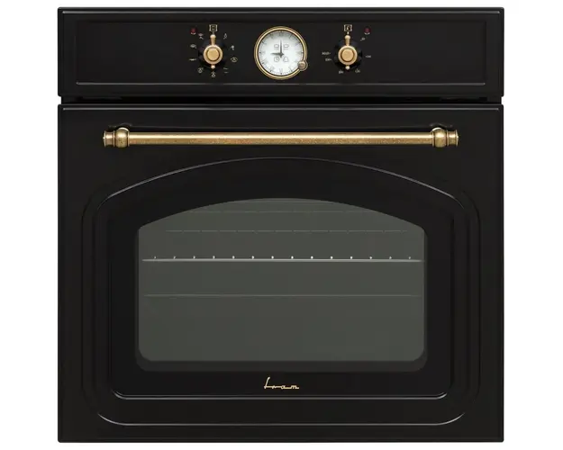 Cuptor incorporabil Fram FBO-V659GCA-RBK, Electric, 65 l, Clasa A, Timer Analog, Grill, Iluminare, Design rustic, Negru