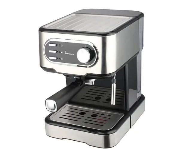 Espressor manual FRAM FEM-850BKSS, 850W, 15 bar, rezervor apa 1.5L, Argintiu