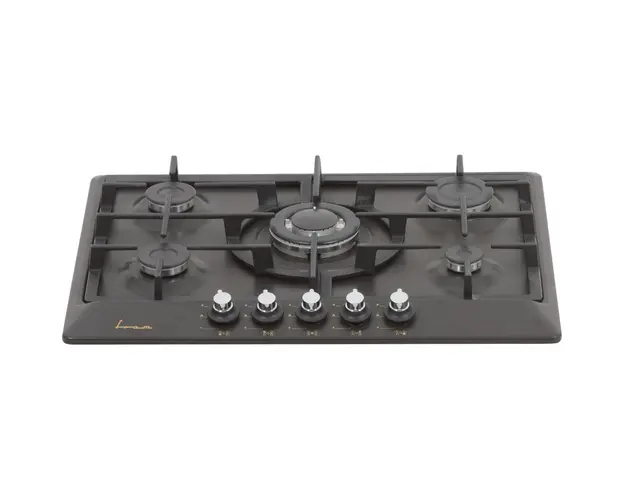 Plita incorporabila Fram FBH-S705IWF-RBK, Gaz, 5 arzatoare, Wok, Aprindere electrica, Gratar fonta, Duze GPL incluse, 70 cm, Negru