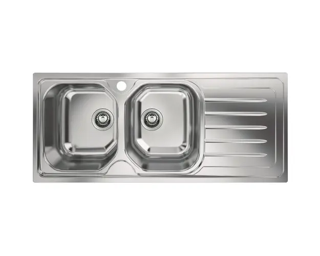 Chiuveta OLX 621, inox satinat, 2 cuve, picurator dreapta, 1160x500 mm