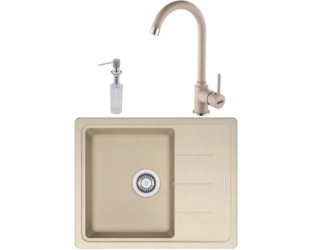 Pachet chiuveta bucatarie fragranite Franke BFG 611-62 + Baterie Pola 1.0, cartus ceramic + Dozator sapun, Avena