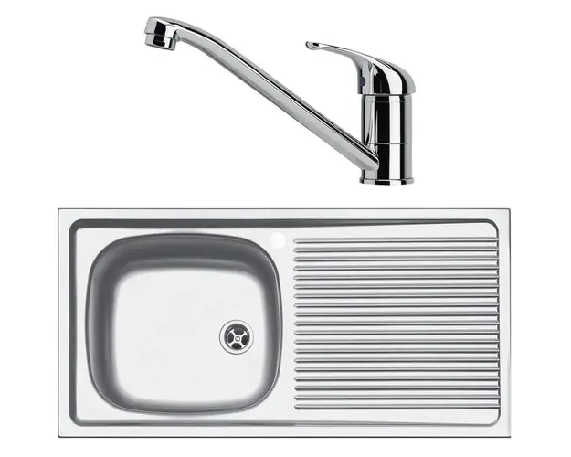 Pachet chiuveta bucatarie Franke ESN 611-86 + Baterie Franke Basic Crom,860x435mm, picurator dreapta, Inox lucios