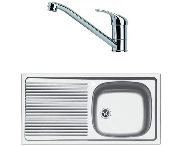 Pachet chiuveta bucatarie Franke ESN 611-86 + Baterie Franke Basic Crom,860x435mm, picurator stanga, Inox lucios