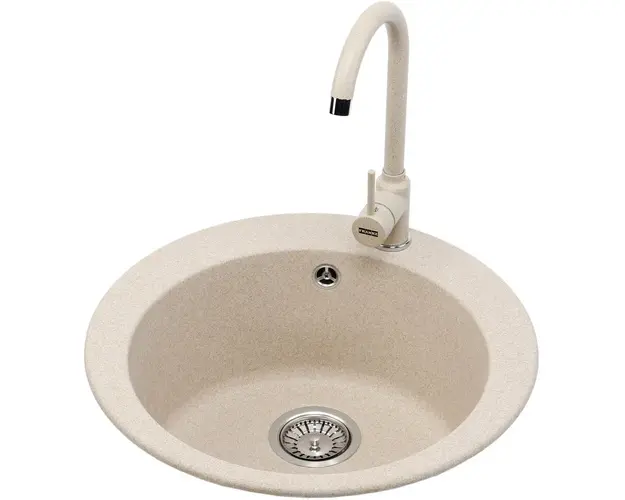Pachet chiuveta bucatarie Franke ROG 610 + baterie Franke Pola 1.0, fragranite, diametru 510mm, adancime cuva 185, avena