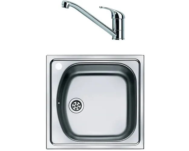 Pachet chiuveta Franke ETL 610-36+ Baterie Franke Basic Crom, 435x455mm, Inox dekor texturat