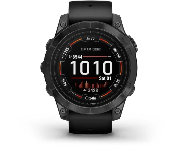Ceas smartwatch Garmin epix Pro (Gen 2), 47mm, curea silicon Neagra, Glass, Slate Grey