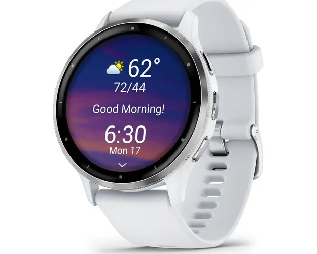 Ceas smartwatch Garmin Venu 3, GPS, Wi-Fi, curea silicon, 45mm, Silver/Whitestone