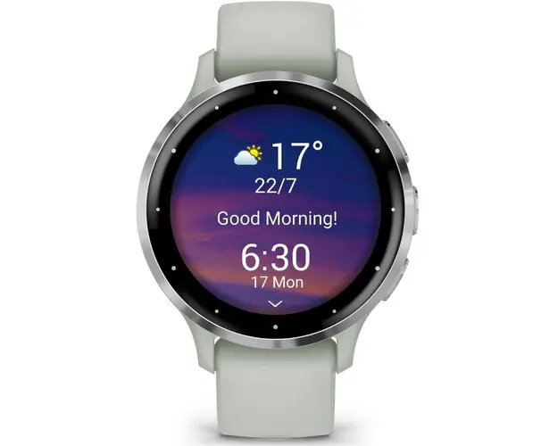 Ceas smartwatch Garmin Venu 3S, GPS, Wi-Fi, curea silicon, Silver/Sage Gray