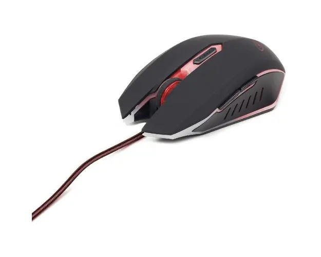 Gembird gaming optical mouse 2400 DPI, 6-button, USB, black with red backlight