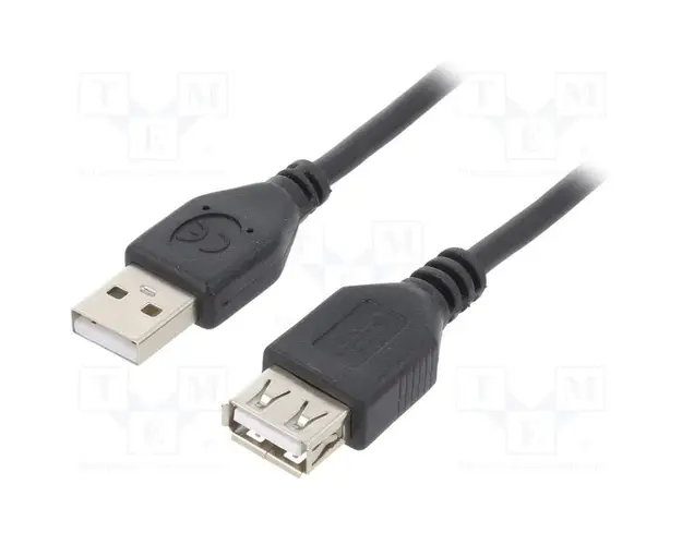 Prelungitor, USB 2.0 (T) la USB 2.0 (M), 3m, conectori auriti, negru