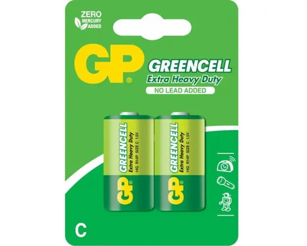 Baterie Greencell C (R14) 1.5V carbon zinc, blister 2 buc