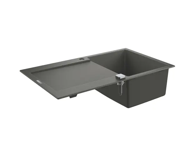 Chiuveta bucatarie Grohe, Granite Grey, K500, 860x500 mm, reversibil, montare pe blat, evacuare automata, Kit montaj si evacuare inclus, Antracit granit