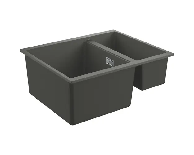 Chiuveta bucatarie Grohe, Granite Grey, K500, 555x460 mm, reversibil, 2 boluri, montare pe/sub blat, evacuare manuala, Kit montaj si evacuare inclus, Antracit granit