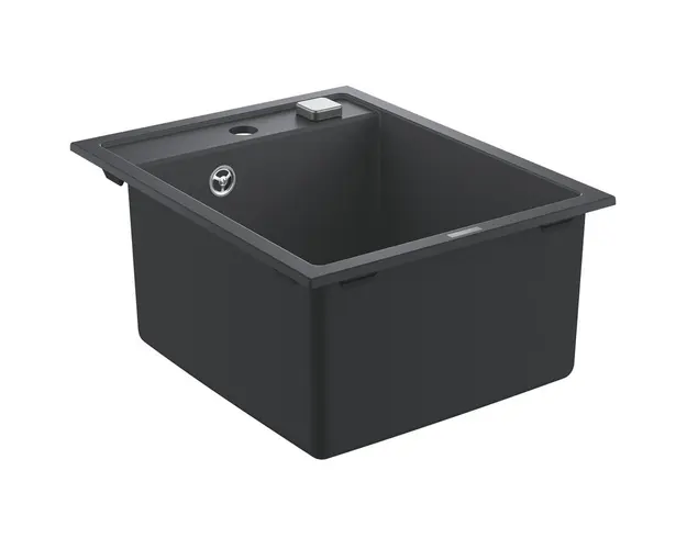 Chiuveta bucatarie Grohe, Granite Black, K700, 400 x 500 mm, montare pe blat, evacuare automata, Kit montaj si evacuare, Negru