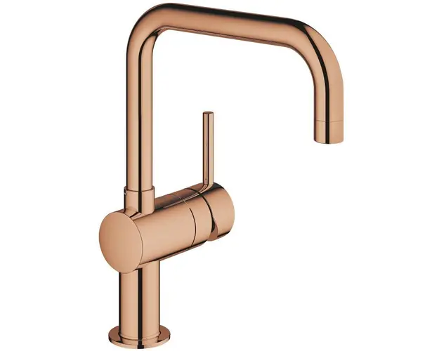 Baterie bucatarie Grohe Minta 32488DA0, monocomanda, pipa inalta tip U, limitator debit, Warm Sunset