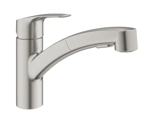 Baterie bucatarie monocomanda, cu dus extractibil, crom mat (supersteel), Grohe Eurosmart New
