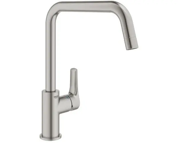 Baterie bucatarie monocomanda, L-Spout, crom mat (supersteel), Grohe Eurosmart New
