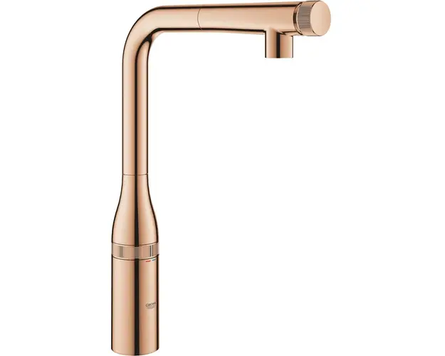 Baterie de bucatarie Essence Smartcontrol 31615DA0, 3/8&#039;&#039;, pipa inalta, tip L, dus extractabil, warm sunset