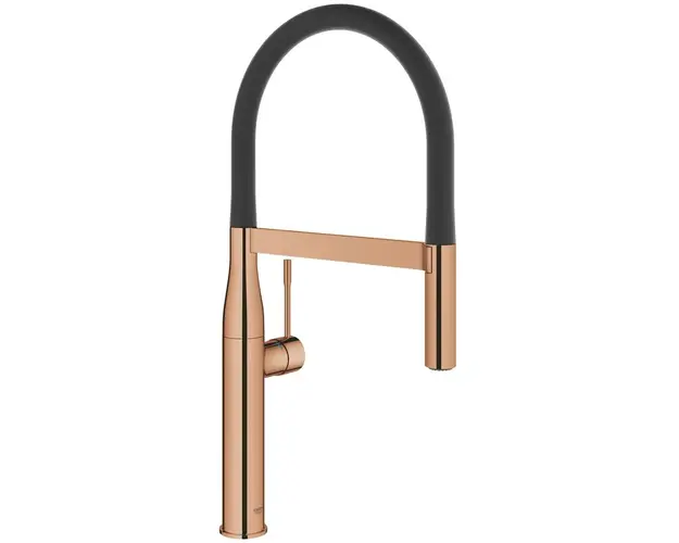 Baterie de bucatarie Grohe Essence 30294DA0, 3/8&#039;&#039;, monocomanda, dus extractabil, pipa inalta, lucios, warm sunset