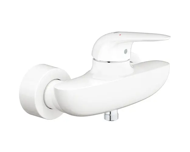Baterie dus Grohe Eurostyle, monocomanda, 1/2, cartus ceramic, protectie reflux, limitator debit/temperatura, maner plin, alb