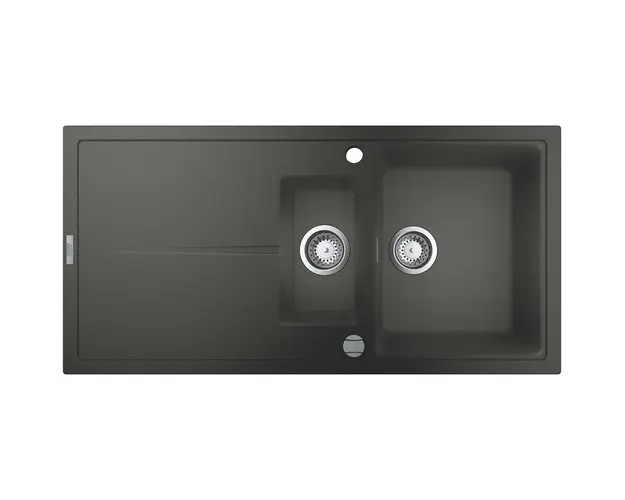 Chiuveta bucatarie compozit Grohe K400 31642AT0, 1000x500 mm, reversibil, 2 boluri, montare pe blat, evacuare automata, Antracit granit