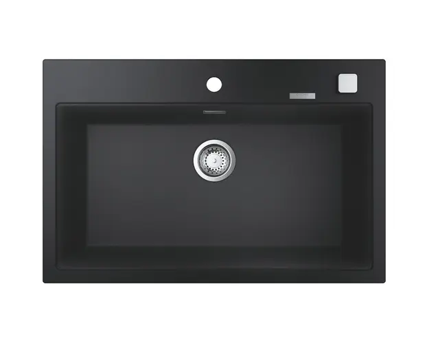 Chiuveta bucatarie compozit Grohe K700 31652AP0, 780x510 mm, montare pe blat, evacuare automata, Kit montaj si evacuare inclus, Negru granit
