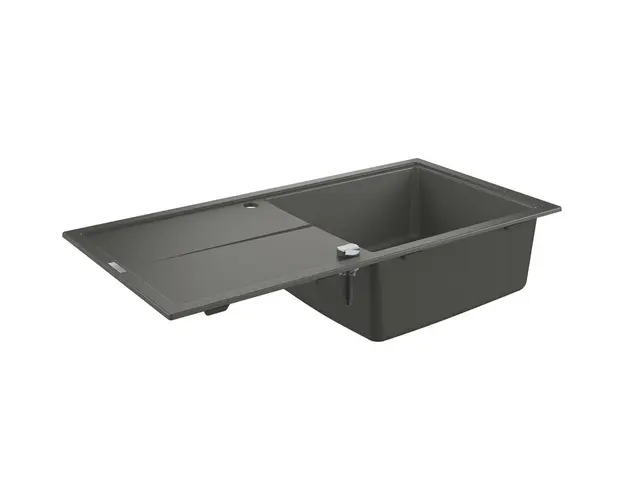 Chiuveta bucatarie Grohe, Granite Grey, K400, 1000x500 mm, reversibil, montare pe blat, evacuare automata, Kit montaj si evacuare inclus, Antracit granit