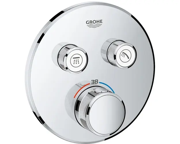 Ornament Grohe Grohterm Smartcontrol, termostatic, rotund, 2 iesiri, instalare cu Rapido SmartBox, crom, 29119000