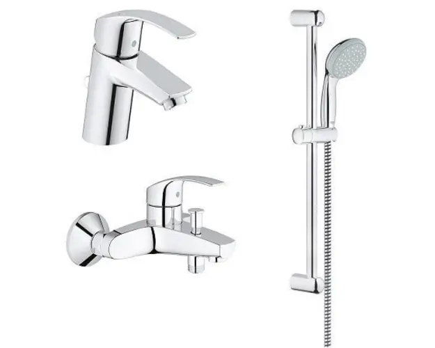 Set baterii baie Grohe Eurosmart S-size + set Tempesta 100, baterie cada, baterie lavoar, set dus, crom, 33265-333002-2785301