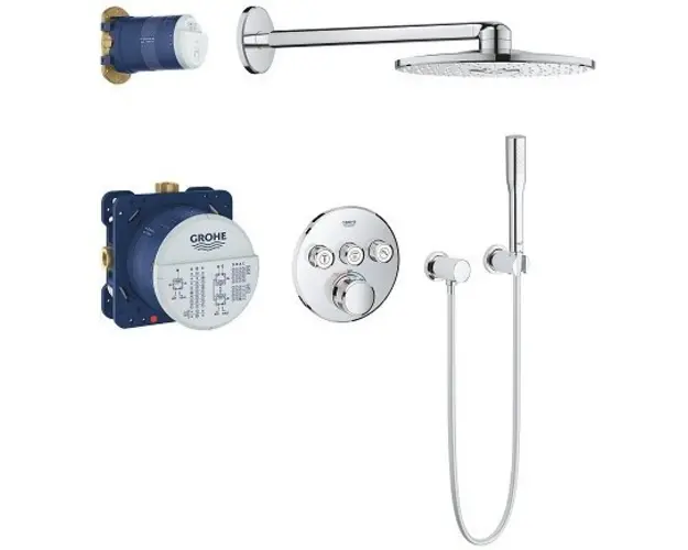 Sistem de dus incastrat cu baterie termostatata rotunda GROHE seria GROHTHERM SMARTCONTROL