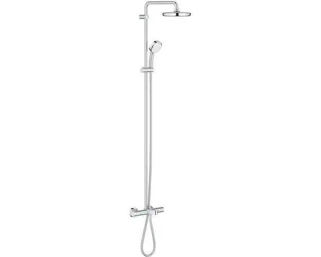 Sistem dus cu pipa cada Grohe New Tempesta Cosmopolitan 210, termostatic, crom, 26223001