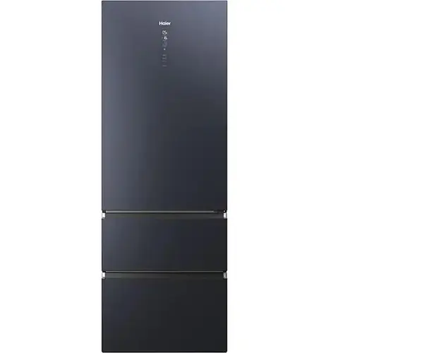 Combina Frigorifica Haier HTW7720ENMB, 3 usi, WIFI, 483 L, Clasa E, wine rack, Tower LED (Back LED), MyZonePlus, HCS, Day Light, H 201 cm, Culoare Brushed Black
