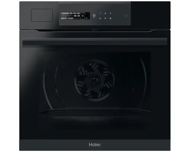 Cuptor electric incorporabil Haier HWO60SM6B9BH, 70 litri, WiFi, Steam, Autocuratare Pirolitica, 9 functii, Grill, Sonda carne, Softclose, Clasa A+, Negru