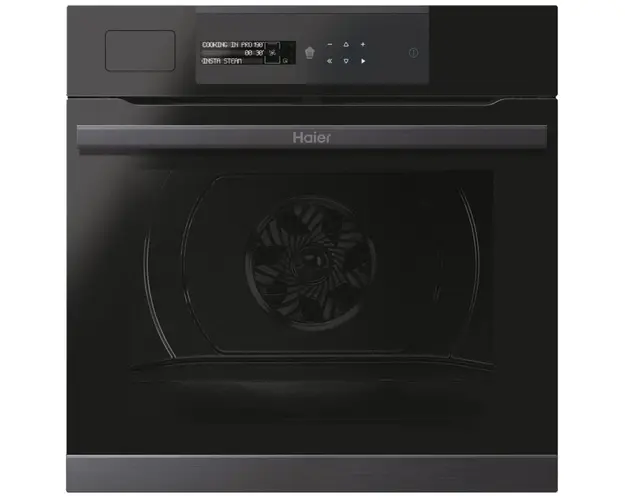 Cuptor incorporabil electric cu aburi Haier HWO60SM5S5BH,Multi-level, 70 litri, Hidrolitic + Catalitic, 9 functii, Control si continut avansat (Wi-Fi + BLE), Clasa A+, Negru