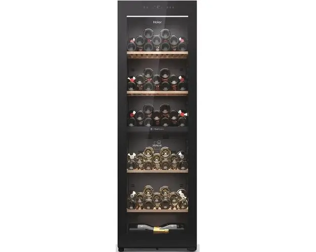 Racitor de vinuri Haier HWS236GDEH1, 236 sticle, H 190 cm, Clasa E, Wi-Fi, negru